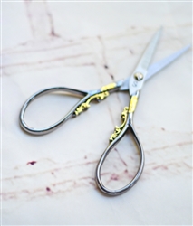 Teardrop Embroidery Scissors: Gunmetal & Gold