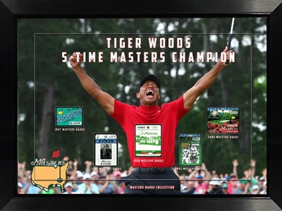 Tiger Woods 3D Masters Badges Collage Framed