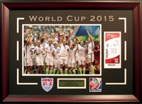 2015 U.S. Women's Soccer World Cup 12x18 photo w/replica game ticket