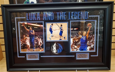 Luka & the Legend Doncic & Nowitzki Collage Framed