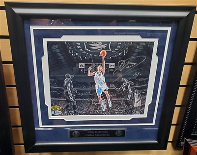 Dirk Nowitzki Signed & Framed Mavericks 8x10