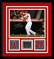 Mike Trout Signed 16x20 w/Double Logo + Bio Plate Framing