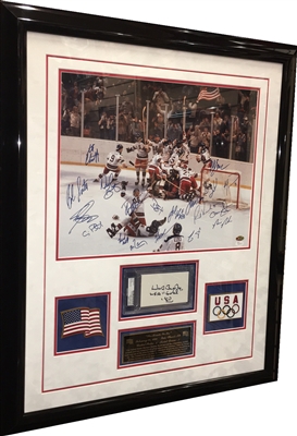 Miracle on Ice Team Signed 16x20 w/Herb Brooks Framed