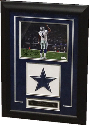 Dak Prescott Signed 8x10 w/Drop Down Logo Frm.