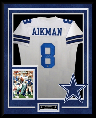 TROY AIKMAN SIGNED & DELUXE FRAMED COWBOYS JERSEY