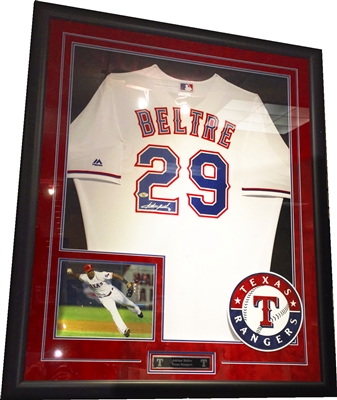 Adrian Beltre Signed & Framed White Rangers Jersey