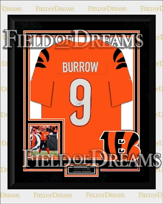 Joe Burrow Signed & Deluxe Framed Bengals Jersey