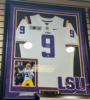 Joe Burrow Signed & Deluxe Framed LSU Jersey