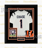 JA'MARR CHASE SIGNED & DELUXE FRAMED JERSEY