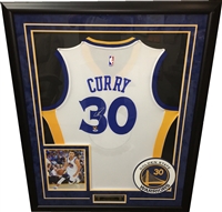 Steph Curry Signed & Framed White Warriors Jersey