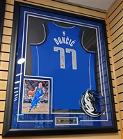 Luka Doncic Signed & Framed Blue Mavericks Jersey