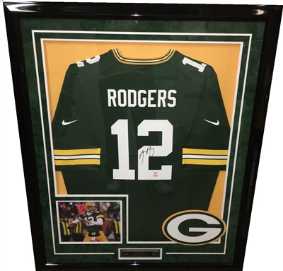 Aaron Rodgers Signed Packers Jersey Framed