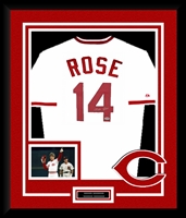 Pete Rose Signed and Framed Reds Jersey