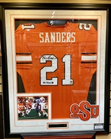 BARRY SANDERS OSU SIGNED & DELUXE FRAMED JERSEY