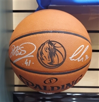 Dirk Nowitzki & Luka Doncic Dual-Signed Mavs Logo Basketball