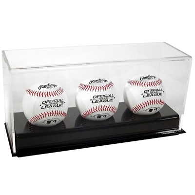 Black Based UV Acrylic Triple Baseball Display Case