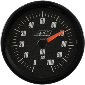 AEM Analog Oil Pressure Display Gauge (0-100psi) - Black Face