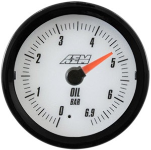 AEM Analog Oil Pressure Display Gauge (0 - 6.9BAR) - White Face