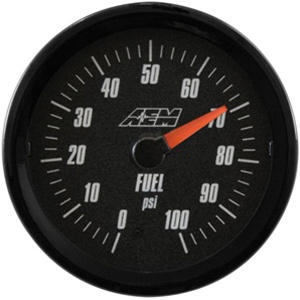 AEM Analog Fuel Pressure Display Gauge (0-100psi) - Black Face