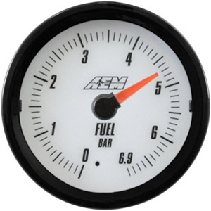 AEM Analog Fuel Pressure Display Gauge (0-6.9BAR) - White Face