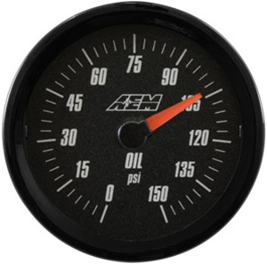 AEM Analog Oil Pressure Display Gauge (0-150psi) - Black Face