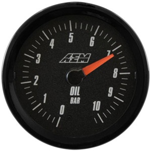 AEM Analog Oil Pressure Display Gauge (0-10.2BAR) - Black Face