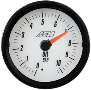 AEM Analog Oil Pressure Display Gauge (0-10.2BAR) - White Face