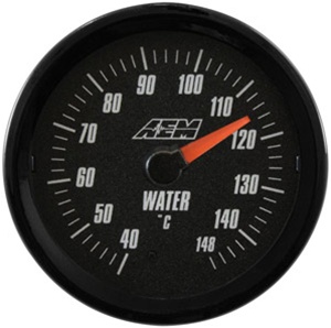 AEM Analog Coolant/Water Temperature Display Gauge (40°C to 148°C) - Black Face