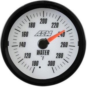 AEM Analog Coolant/Water Temperature Display Gauge (100°F to 300°F) - White Face