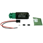 AEM High Flow 340LPH E85/Gas In-Tank Fuel Pump Offset Inlet, Inline Outlet (65mm w/ hooks)