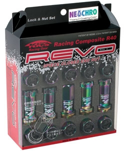 Project Kics R40 REVO NeoChro Racing Composite Lug Nuts with Locks - 12x1.25mm (16 piece Lug Nut Set with 4 Locks)