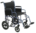 Bariatric Heavy Duty Blue Transport Wheelchair with Swing Away Footrest