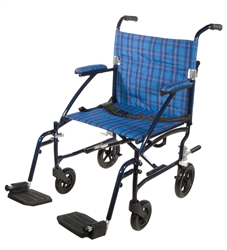 Fly Lite Ultra Lightweight Blue Transport Wheelchair