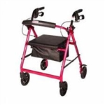 Red Rollator Walker with Fold Up Removable Back Support Padded Seat