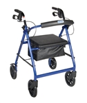 Blue Rollator Walker with Fold Up Removable Back Support Padded Seat