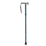 Adjustable Lightweight Blue Crackle Folding Cane with Gel Hand Grip