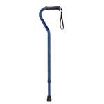 Adjustable Height Offset Handle Blue Crackle Cane with Gel Hand Grip