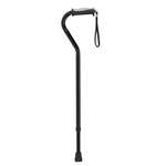 Adjustable Height Offset Handle Black Cane with Gel Hand Grip