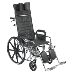 Silver Sport Reclining Wheelchair with Detachable Desk Length Arms and Elevating Leg rest