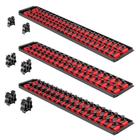 Ernst 8510 RD Socket Boss Pro High-Density 3-Trays, 6) 18" Rails, Ratchet Holders in Â¼ â…œ Â½" - Red