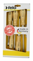 Felo 22155 MF - Wooden Handle Grip Slotted/Phillips Screwdrivers 5PC Set