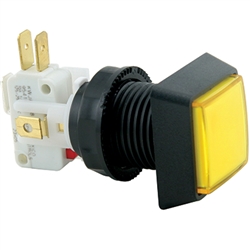 Small Square  Illuminated Pushbutton - Yellow