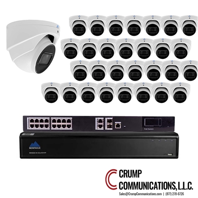 Montavue video recorder with a network switch and 32 cameras