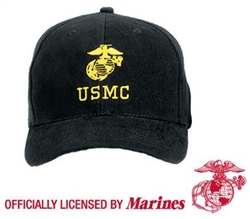 BLACK "USMC" INSIGNIA SUPREME LOW PROFILE CAP