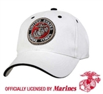 WHITE LOW PROFILE CAP - USMC G & A LOGO