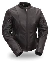 TOTAL STRANGER Women's Leather Side Buckled Racer Jacket - First Classics Â®