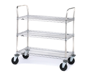 36"L x 24"W 3-Tier Chrome Series Utility Cart