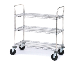 36"L x 24"W 3-Tier Stainless Steel Series Utility Cart