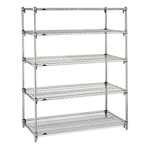 Metro Super Adjustable 2 Wire Shelving - 5-Shelf Unit, Chrome, 18" x 60" x 74"