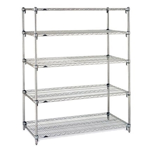 Metro Stainless Steel Super Adjustable 2 Wire Shelving - 5-Shelf Unit, 18" x 60" x 74"
